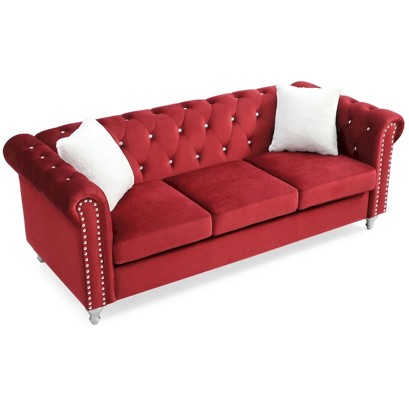 Raisa Microsuede Velvet Tufted Sofa