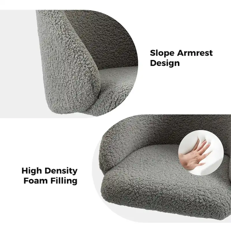 Joah Modern Boucle 360 Swivel Height Adjustable Swivel Office Chair with Rolling Wheels by HULALA HOME - N/A