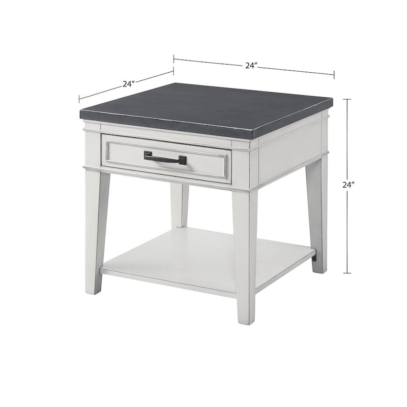 Del Mar 24 White and Grey 1-Drawer End Table