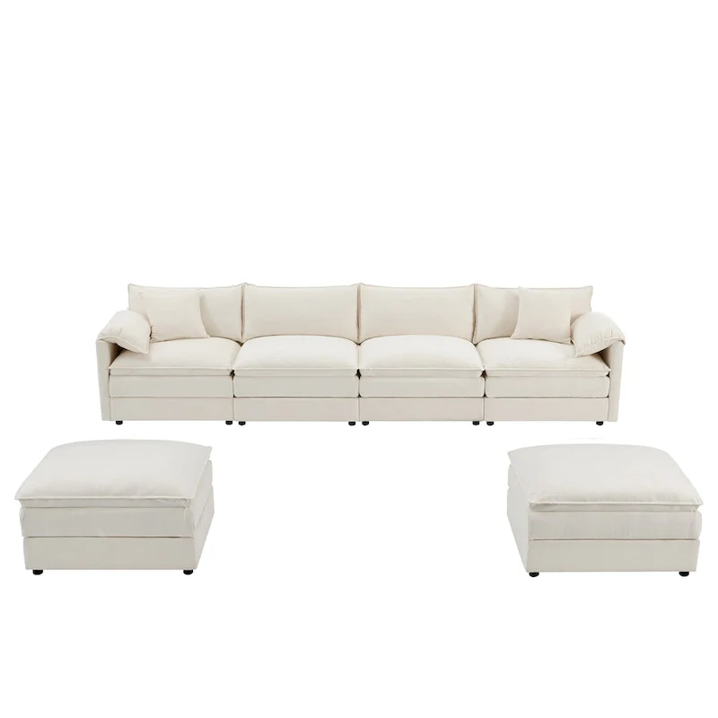 Chenille Modular Sectional Sofa, U Shaped Cloud Upholstered Couch Set