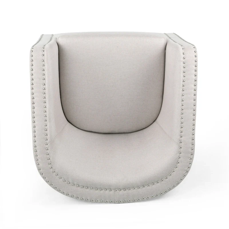 Swivel Accent Chair, Classic Round Barrel Style, Wheat Beige Fabric