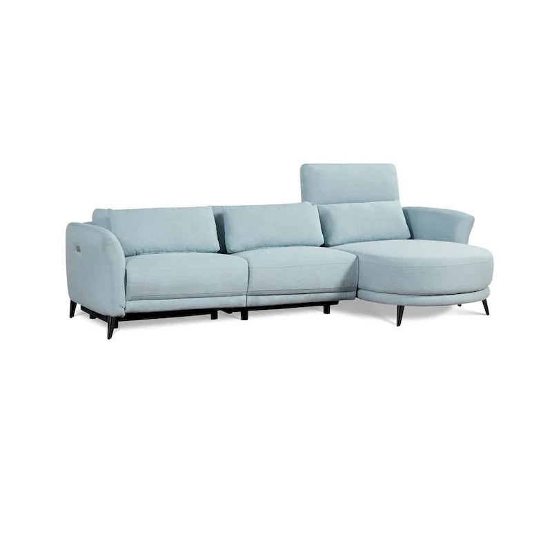 Wells Right-Arm Light Blue Chaise Lounge Sectional Sofa