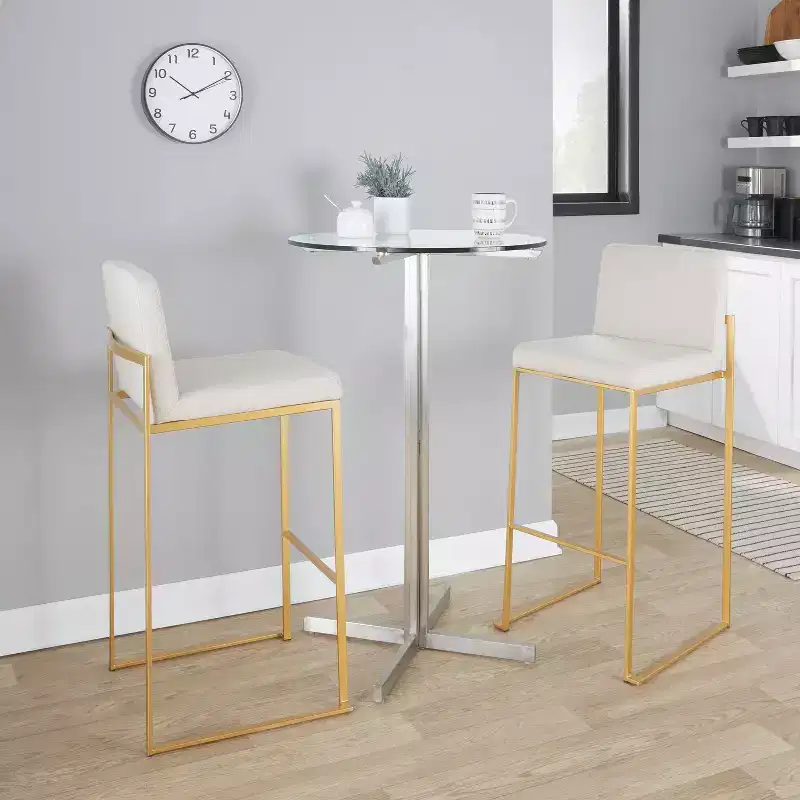 LumiSource Set of 3 Fuji High Back Barstools Fabric