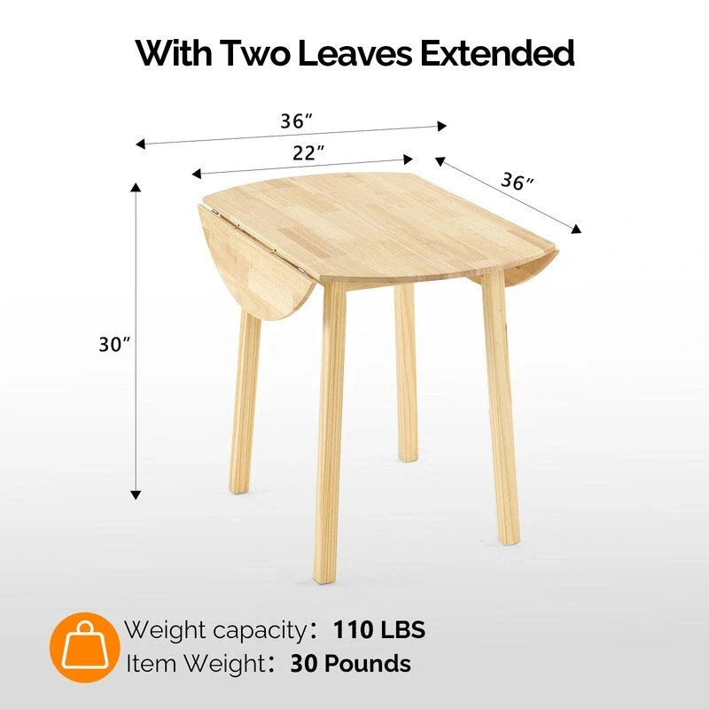 Extendable Round Solid Wood Dining Table (Only Table)