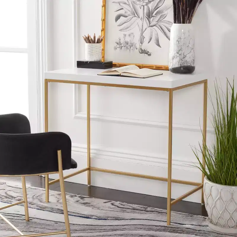 White & Gold Writing Desk, 1-Person