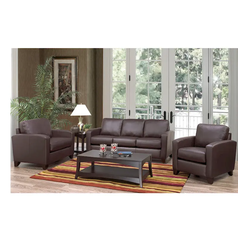 Bryce Italian Top Grain Leather Sofa Chairs Set