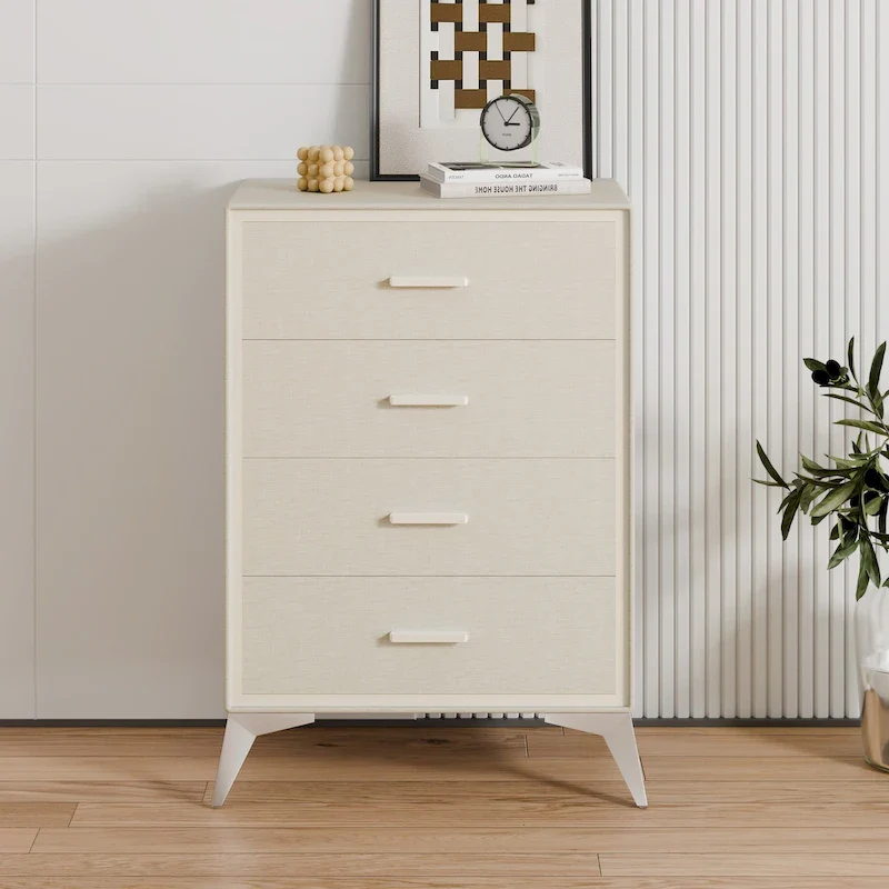 Metal-Framed Fabric Storage Dresser Cabinet with Drawer