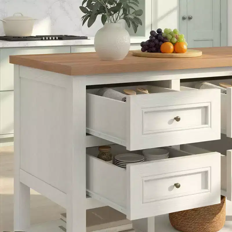 Walker Edison Free-Standing Kitchen Island with 6 Drawers