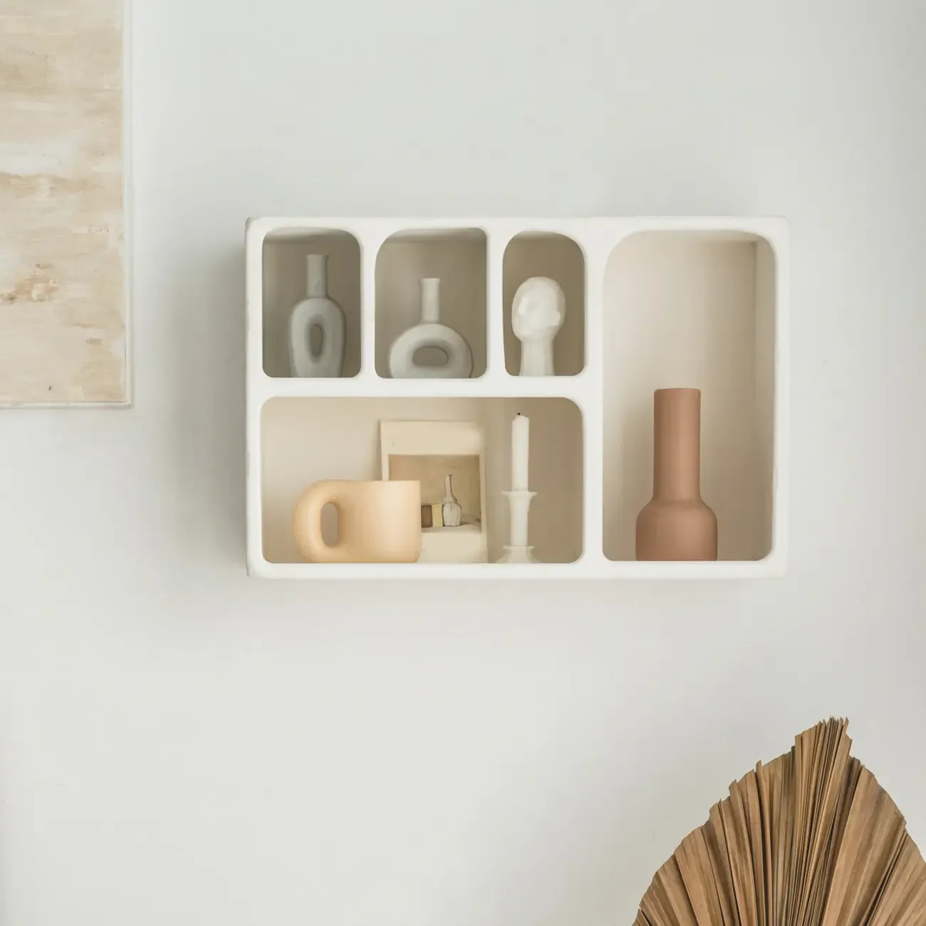 Elegant White Wall-Mounted Wooden Open Display Stand