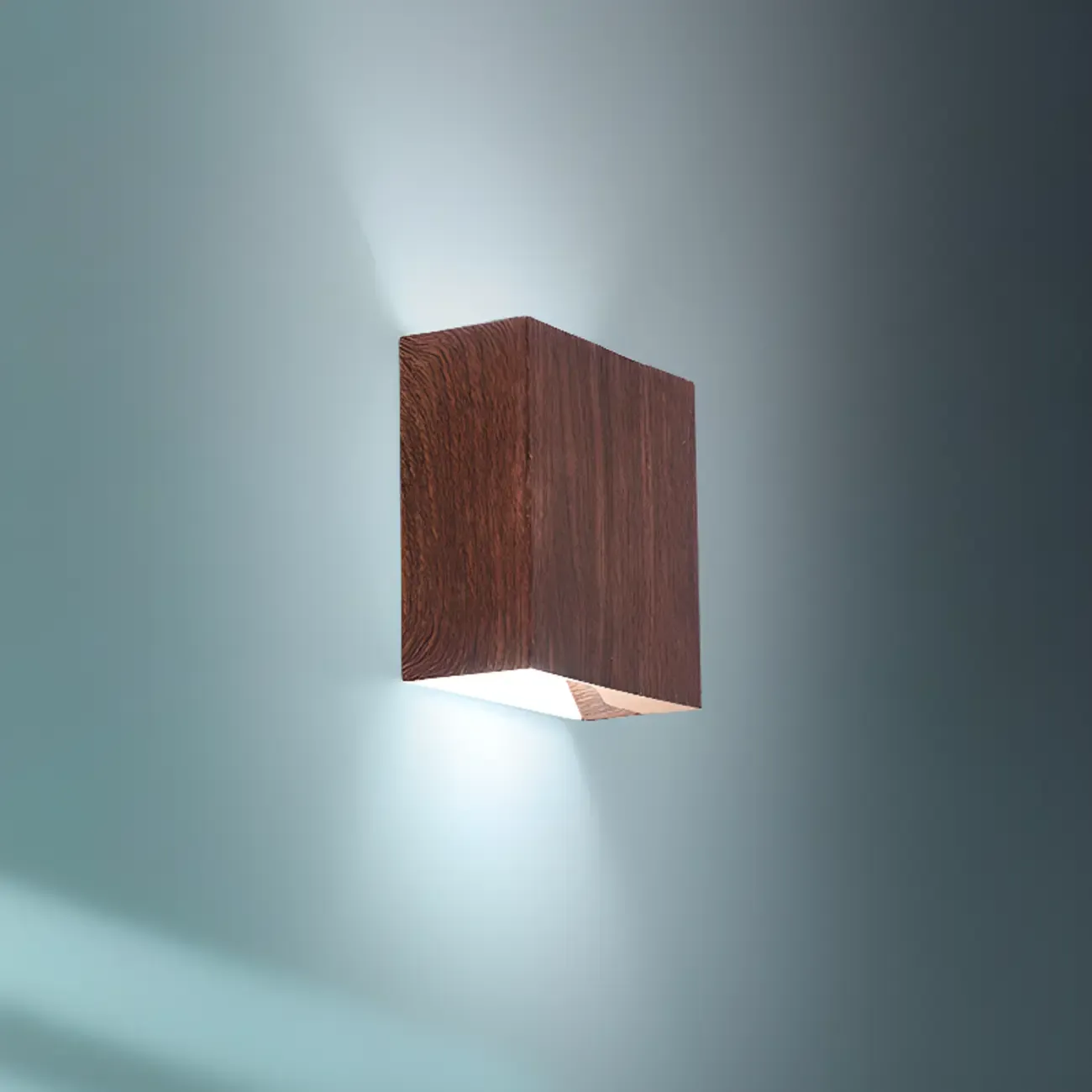 Walnut Geometric 2-Light LED Wall Sconce with Up & Down