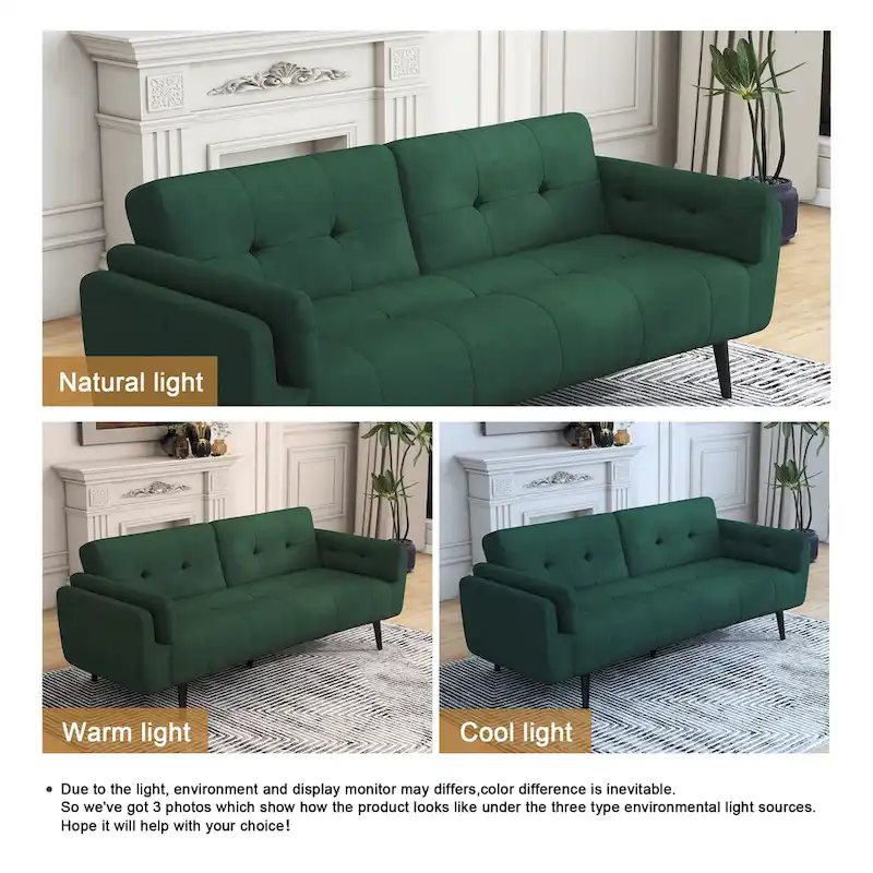 75 Convertible Sleeper Futon Sofa Bed With Adjustable Tufted Back