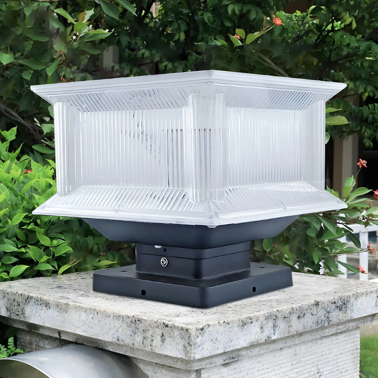 Clear Geometric 3 Color Light Solar Outdoor Post Lights
