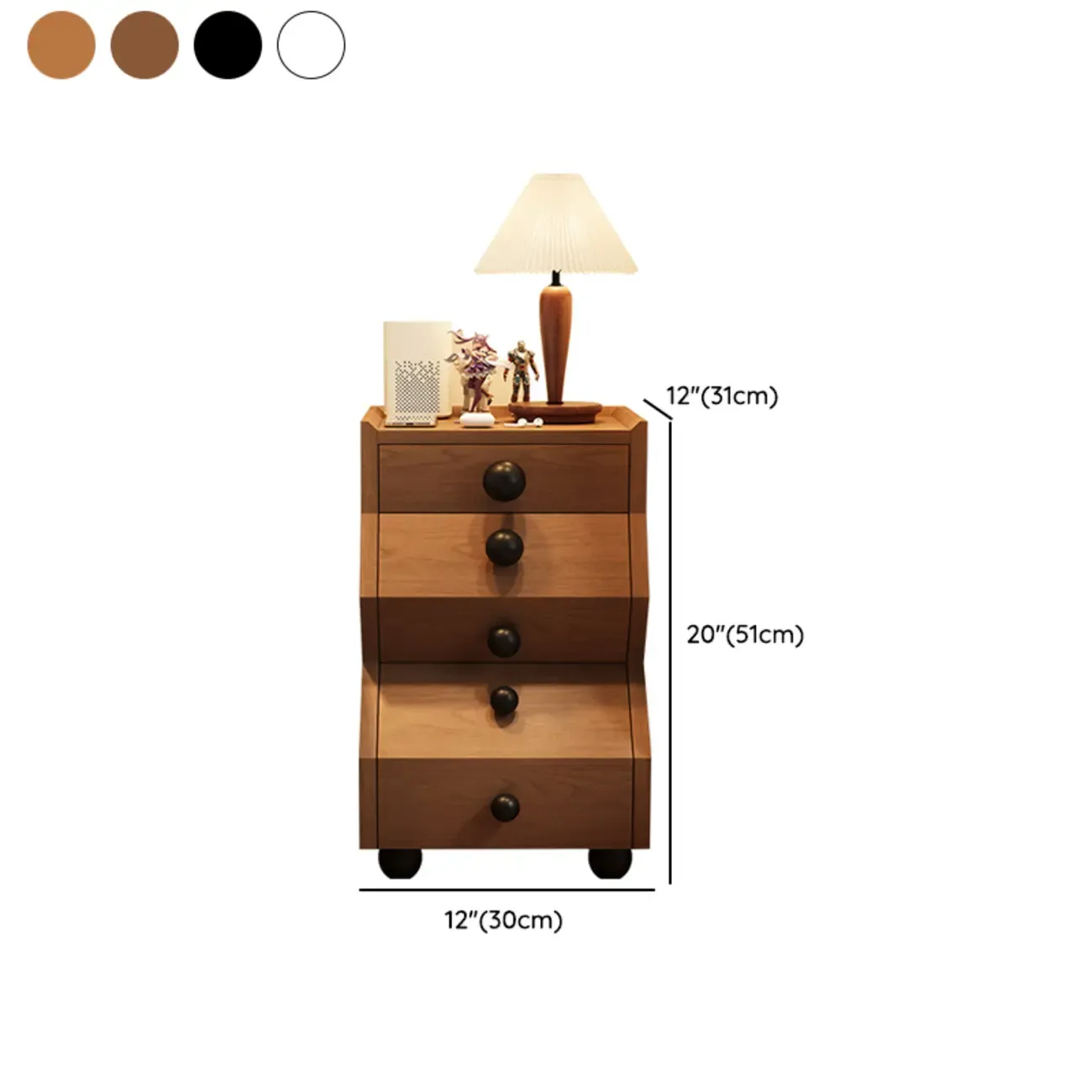 Modern Wood Top 3 Drawers Nightstand with Legs
