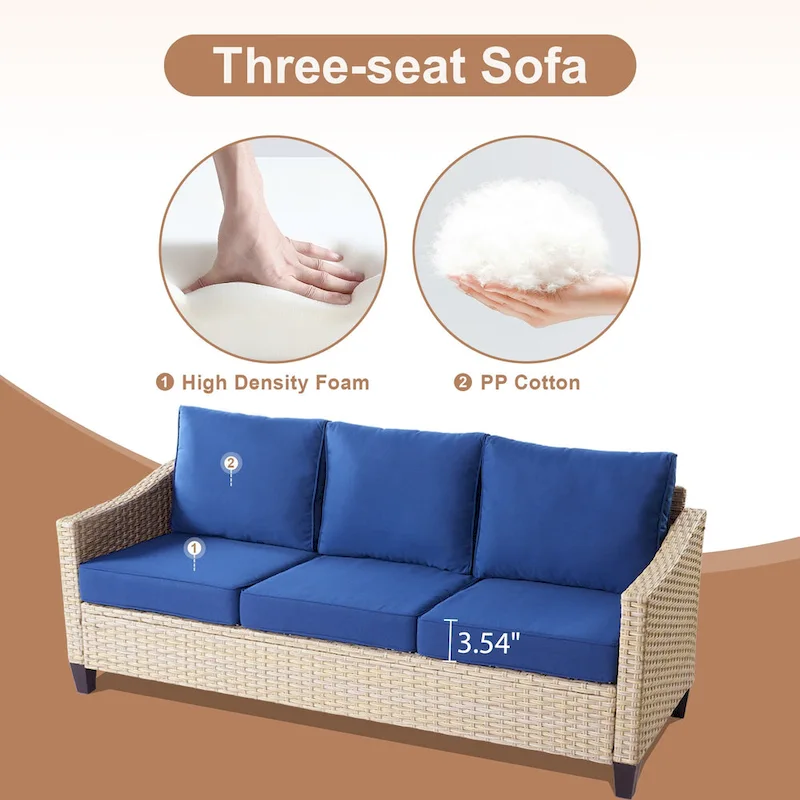 HOOOWOOO 8-piece Patio Wicker Rattan Conversation Set with Multifunctional Fire Pit Table