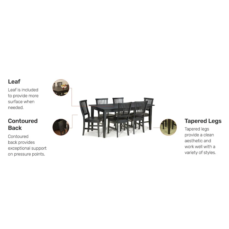 Arts & Crafts 7-piece Rectangular Dining Set with Extension Leaf by Homestyles