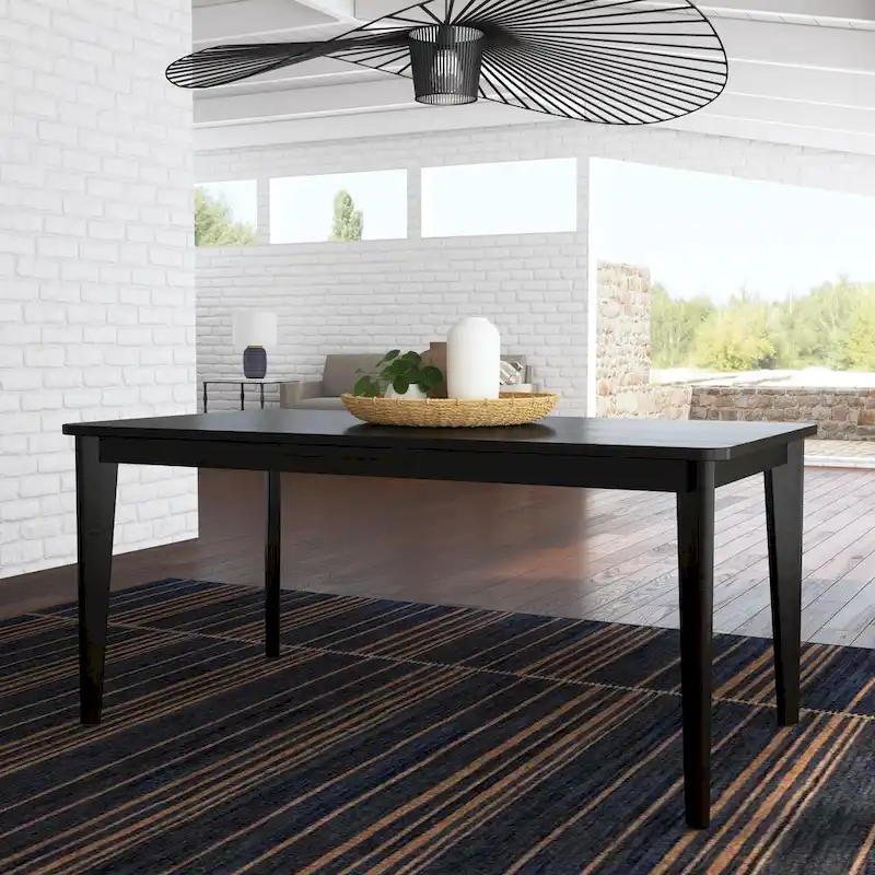 Black Wood Rectangle Dining Table 66 x 30 x 36 Inches, Modern Kitchen Dining Room Table