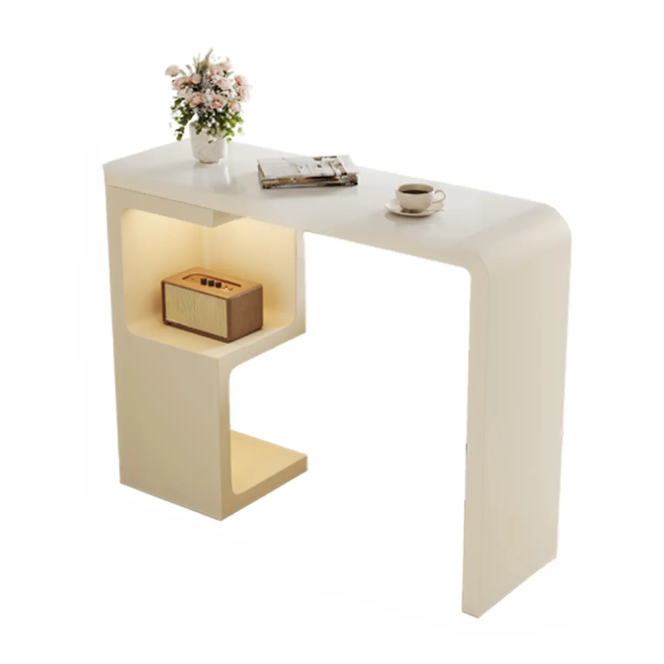 Modern Off-White Wood Integrated Design Bar Tables
