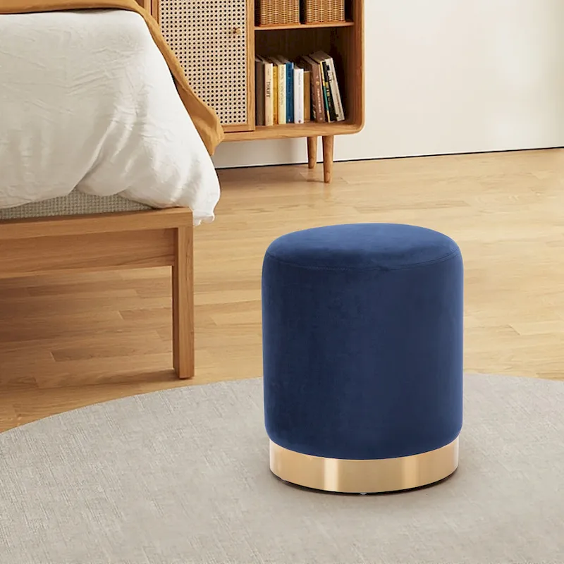 Small Round Velvet Ottoman Upholstered Foot Stool