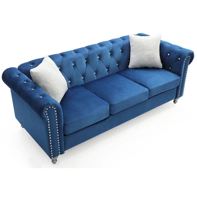 Raisa Microsuede Velvet Tufted Sofa