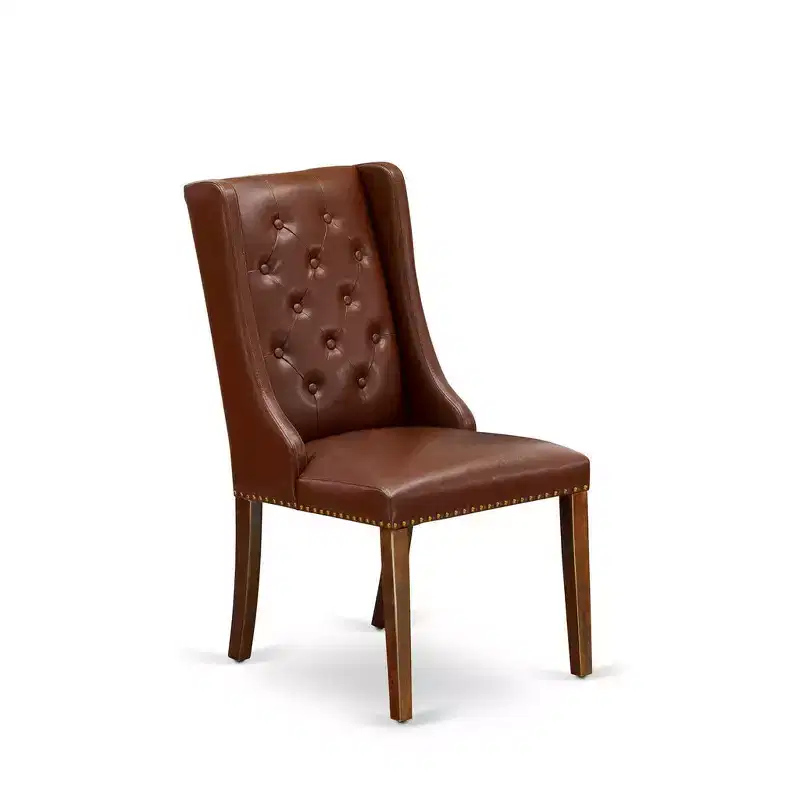Brown Faux Leather Round Dining Set, 5-Piece, Seats 4