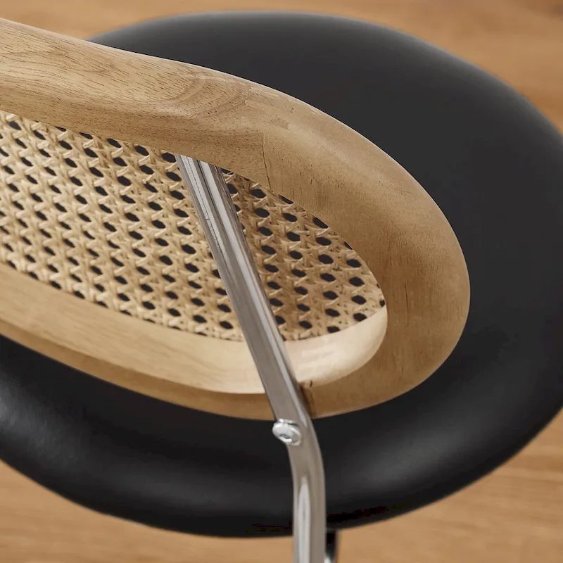 Cane Back Faux Leather Upholstered Dining Chair (Set of 2)