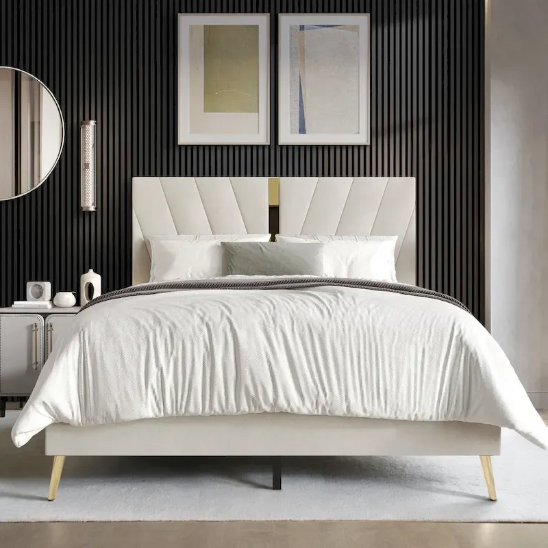 CraftPorch Luxurious Velvet Upholstered Bed