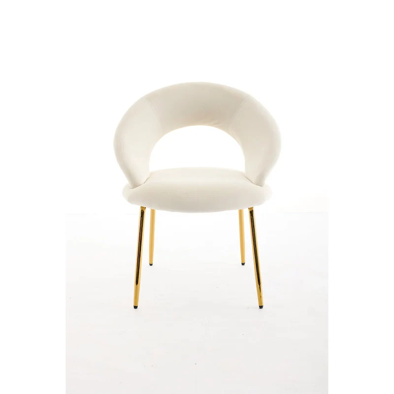 Velvet Dining Chair with Curved Backrest - Gold Legs - Single Seat