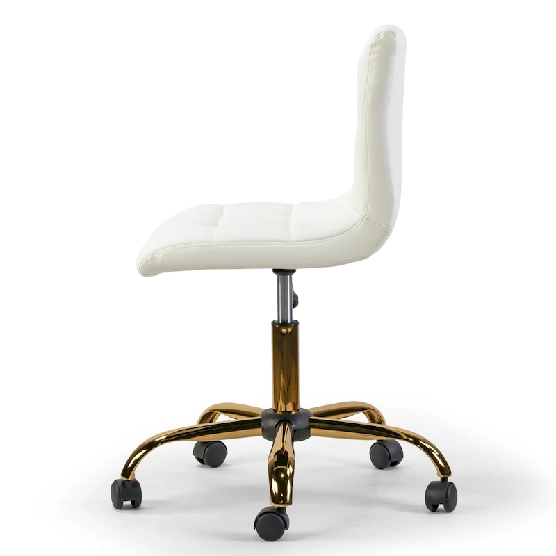 Aman Cream Adjustable Height Swivel Office Chair w/ Golden Wheel Base
