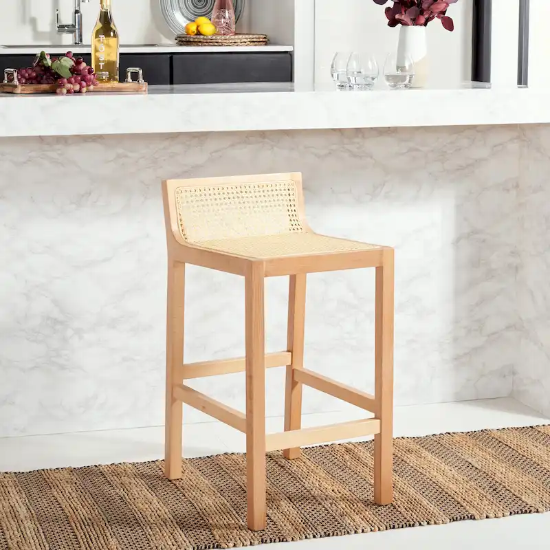 Natural Cane Low Back Counter Stool