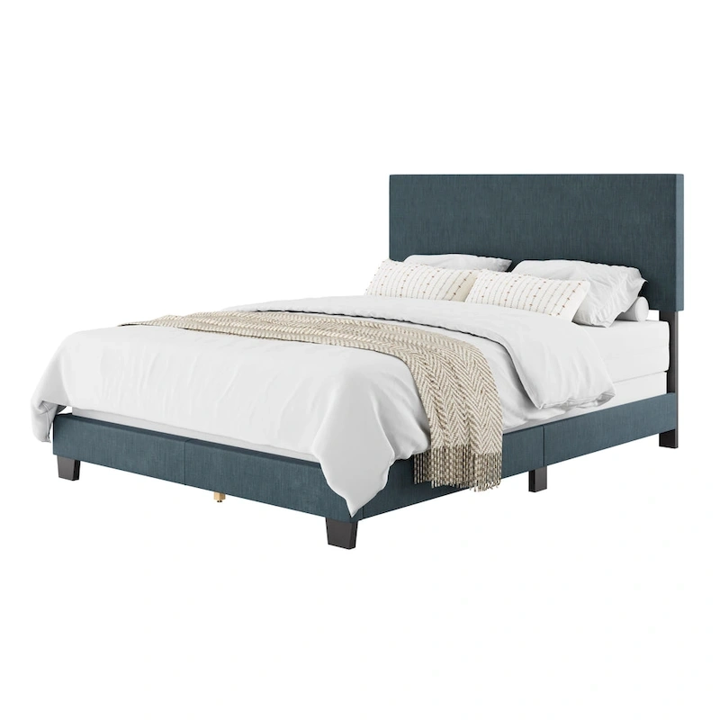 Nova Upholstered Modern Queen Bed, Box Spring Required
