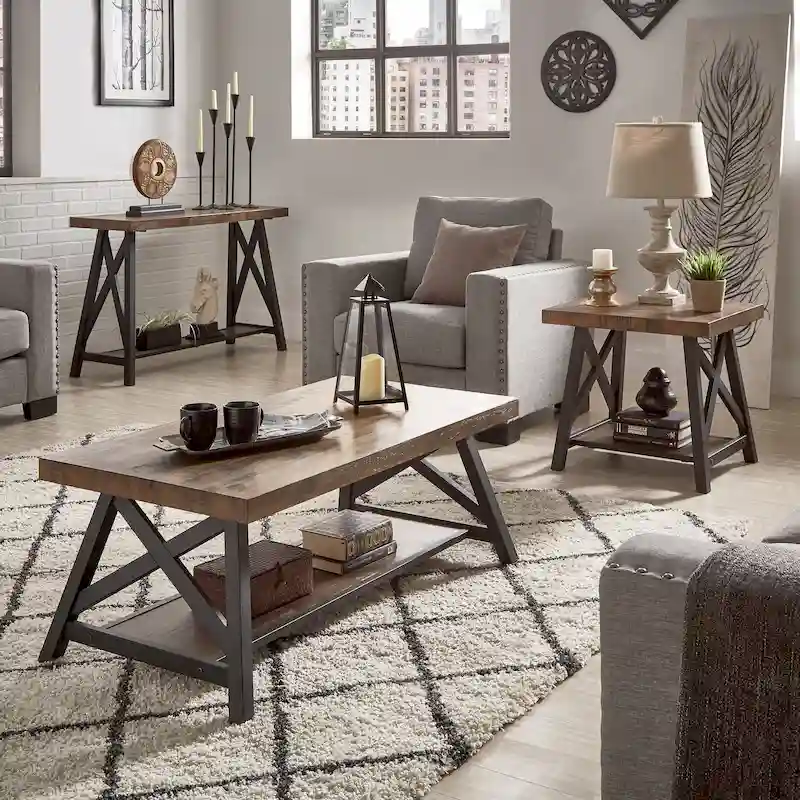 Bryson Rustic X-Base Accent Tables by iNSPIRE Q Classic