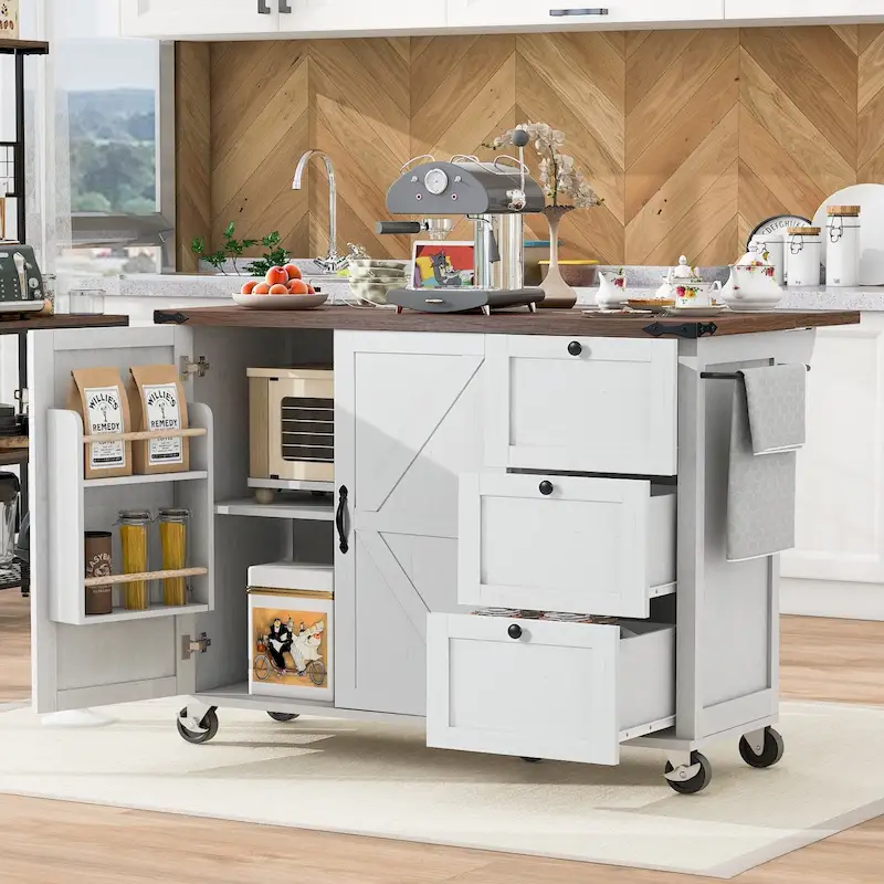 Farmhouse Kitchen Island with Power Outlet,For Home,Kitchen and Dining Room