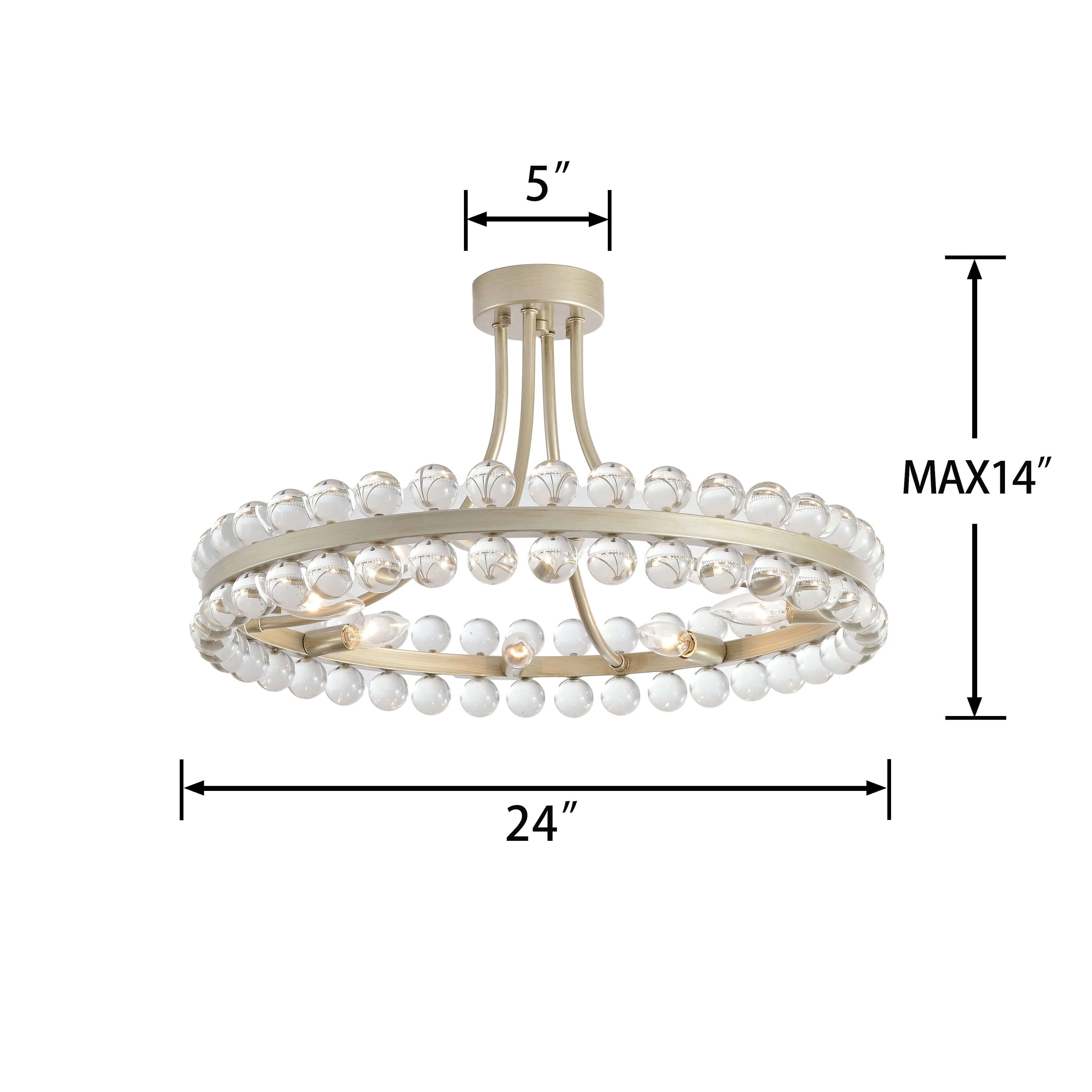 Elvira 8-Light Wagon Wheel Crystal Semi-Flush Mount