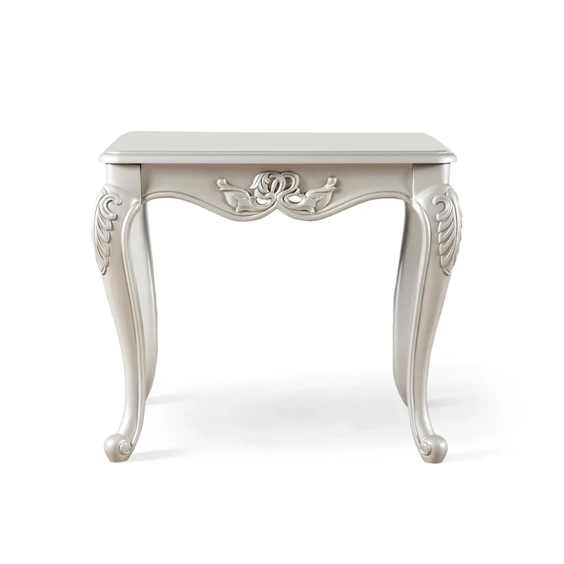 Furniture of America Clarissa Traditional Solid Wood End Table with Carved Legs