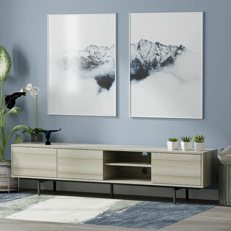 Glenwillow Home Atlas 78  x 20  Lowboy Mid-Century Modern TV Stand Console