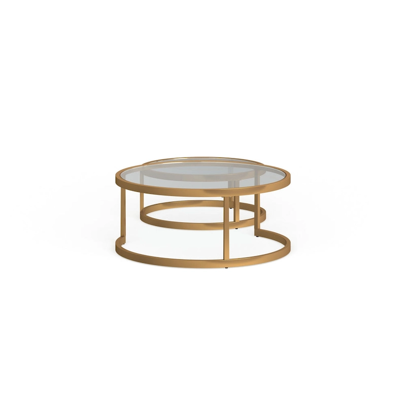 SEI Furniture Grant Round Gold Nesting Coffee Table - Set of 2