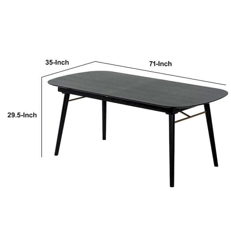Obround Top Wooden Dining Table with Extendable Leaf, Charcoal Gray