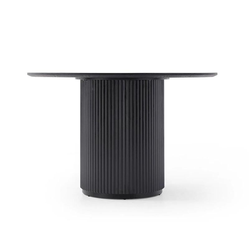 Black Round Dining Table, MDF handcraft Pedestal Dining Room Table