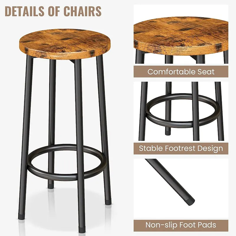 Mieres Kitchen Island with 2 Stools and Open Shelves