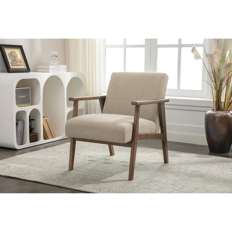 Porthos Home Laleh Fabric Accent Chair with Rubberwood Legs