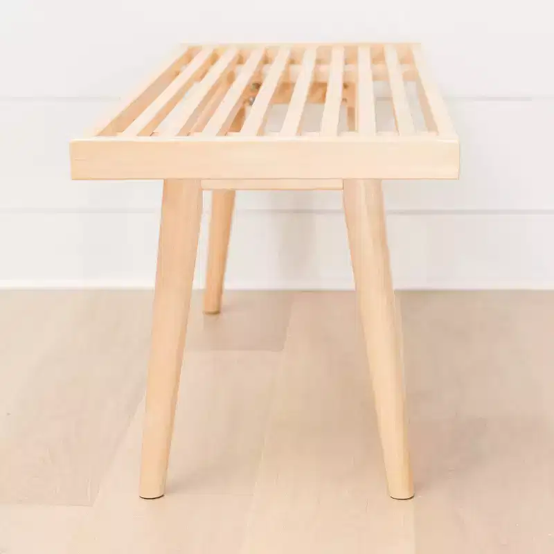 Mid-Century Solid Wood Bench – Black/Clay/Natural/Pecan/Teal/Walnut/White/Yellow – Seats 1