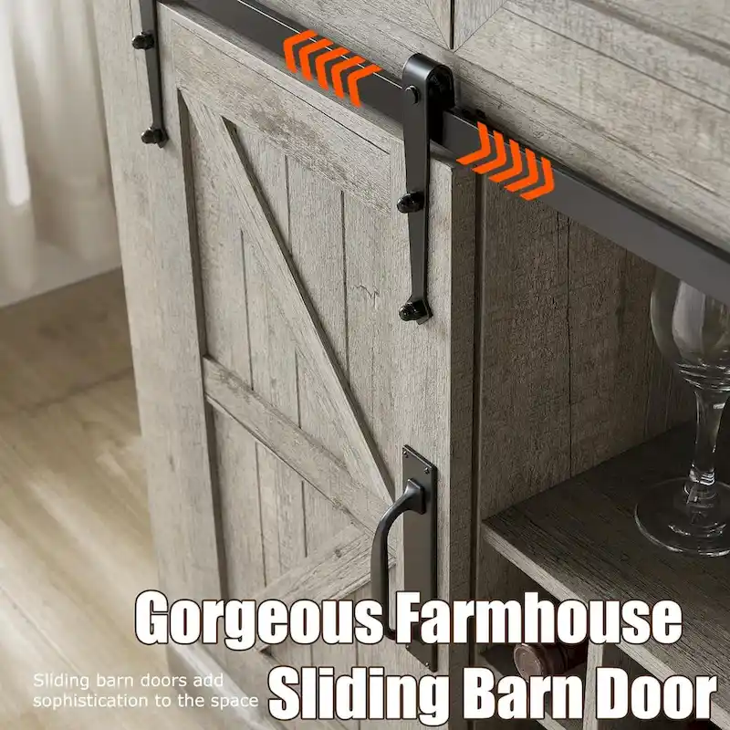 Farmhosue Bar Cabinet, Kitchen Buffet, Coffee Bar Sideboard Table