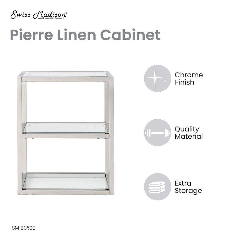 Pierre 16X20X10 Wall-Mounted Linen Cabinet In Chrome