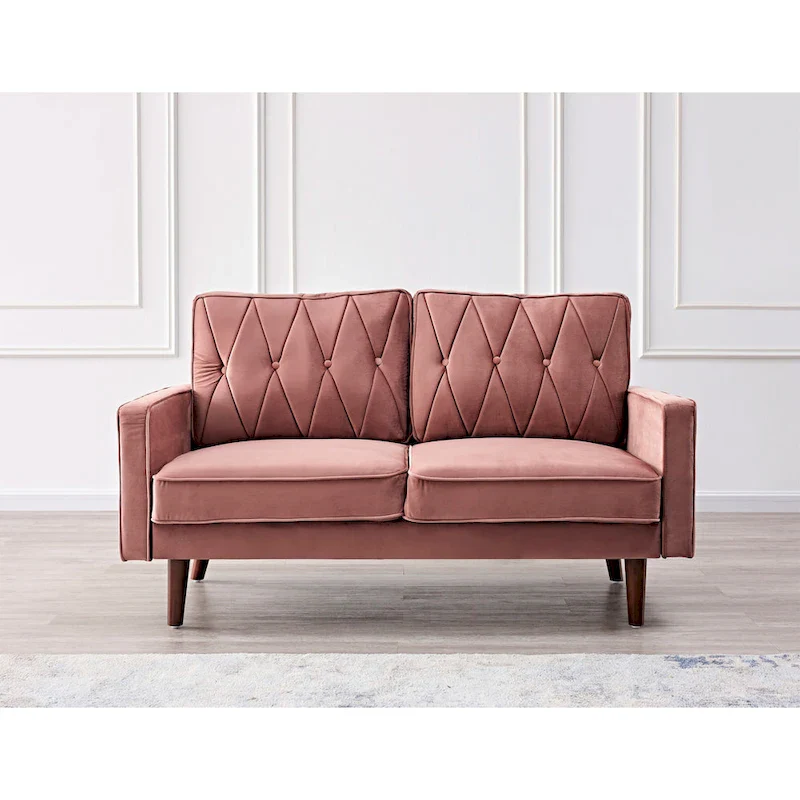 Feemster 57.5 Wide Velvet Tufted Cushion Back Loveseat