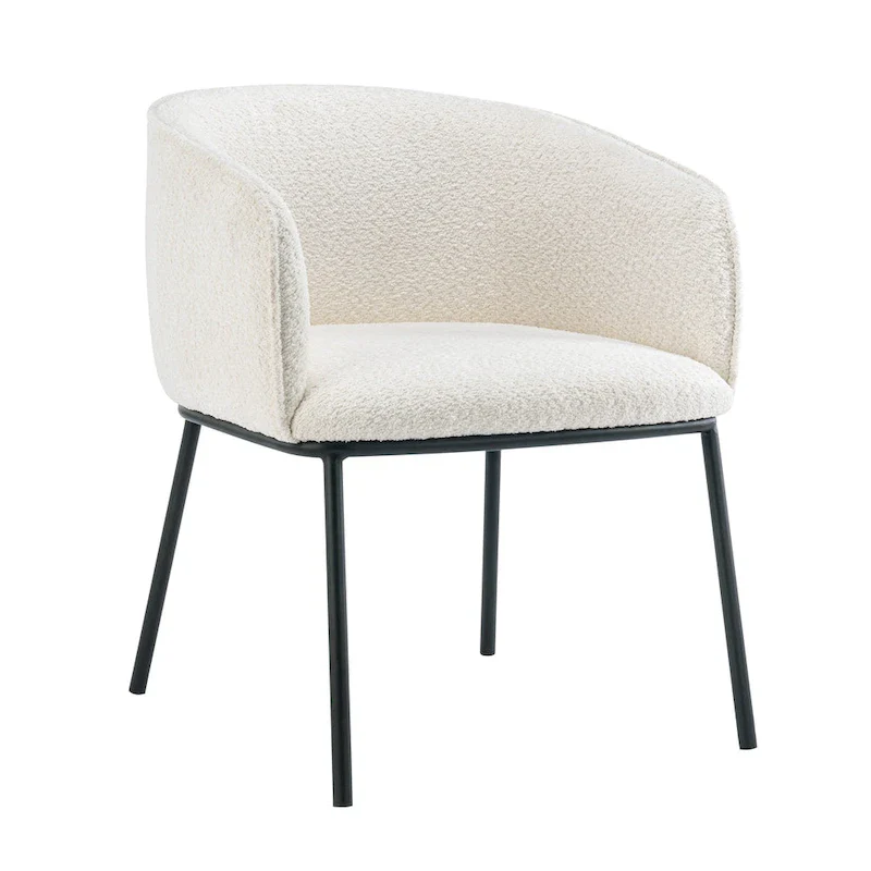 Set of 1 Boucle Upholstered Accent Barrel Armchair