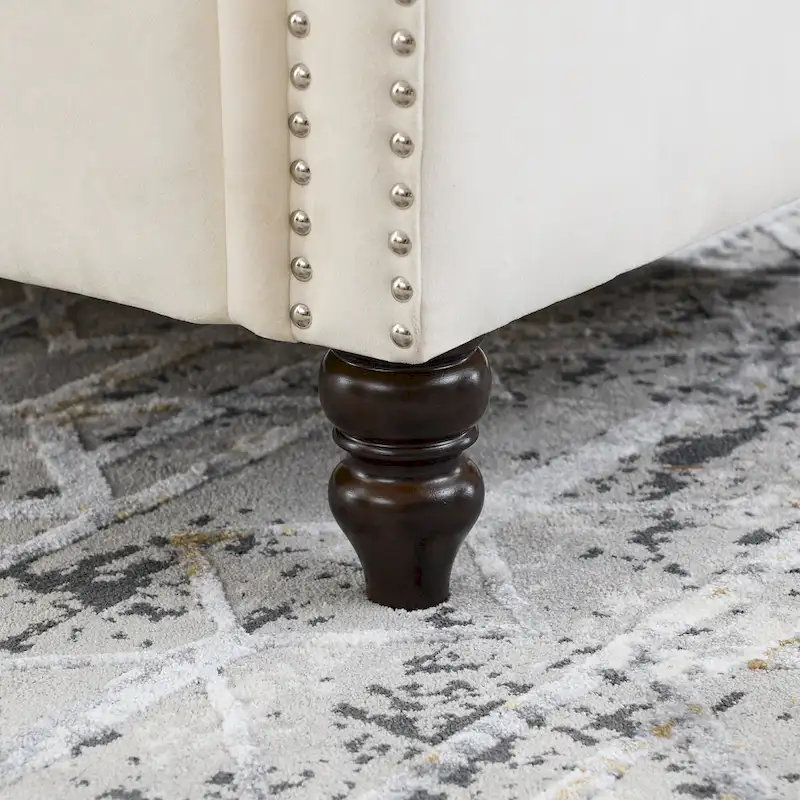 2-Pieces 6-Seat Velvet Chesterfield Sofa Set (Two 3-Seaters) with Tufted Back & Nailhead Trim