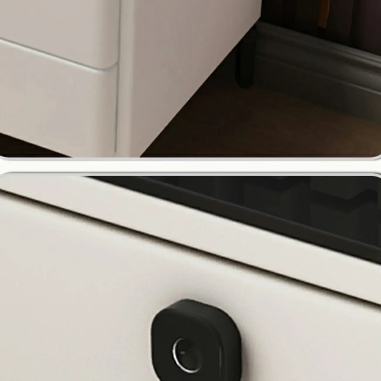 Narrow 3-Drawers Glass Top Wooden Nightstand with Light