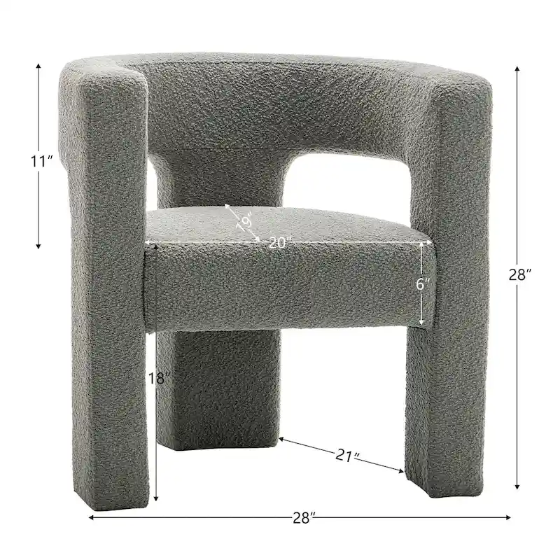 KINWELL 28 Wide Boucle Upholstered Square Armchair (Set of 2)