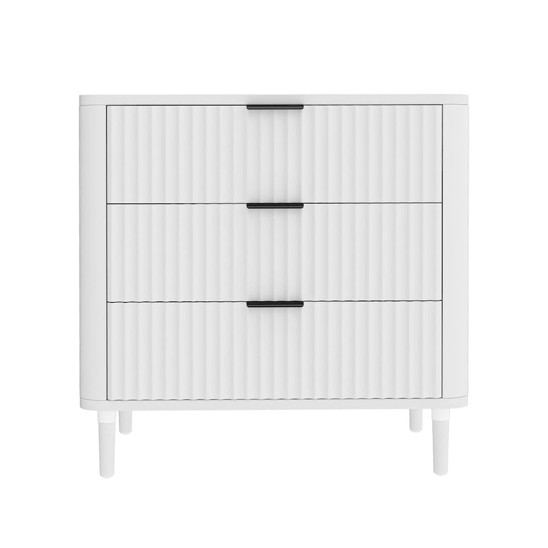 Moasis Modern Fluted 3-Drawer Dresser Chest of Drawers Natural Oak