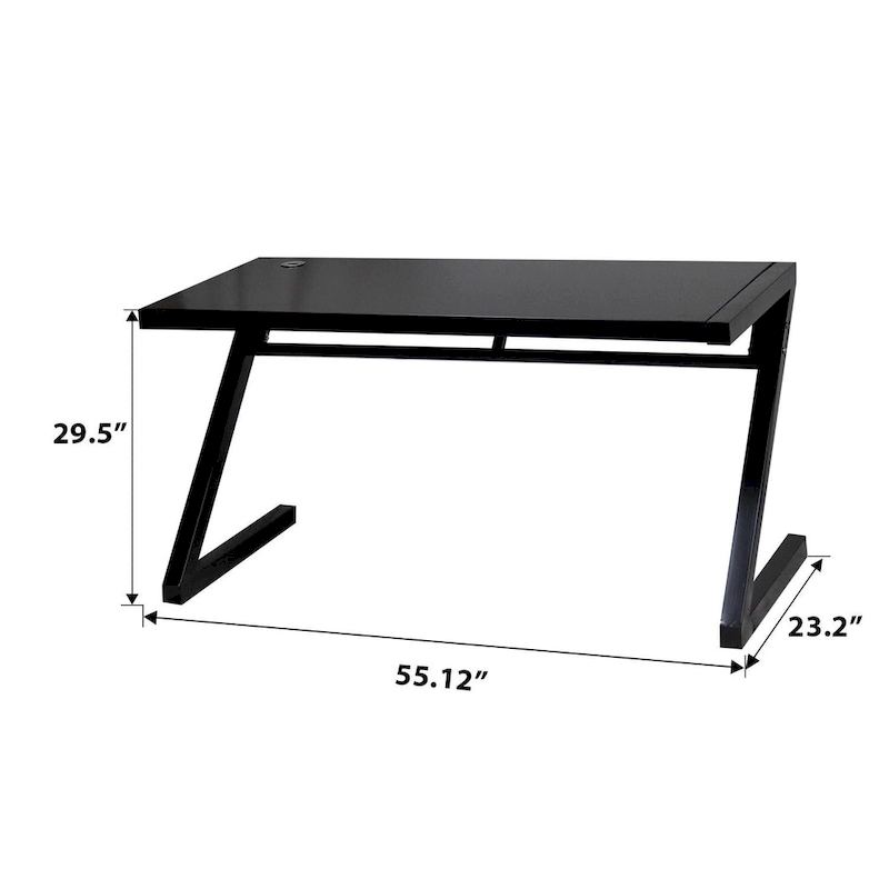 Professional Z-Leg Tempered Glass Gaming and Study Desk with Built-In USB Cable